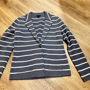 Talbots Blue and White Striped Cardigan Size Small Petite